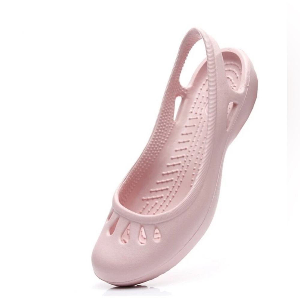 Rare Crocs Flats Women's Size 7 Kadee Round Toe Slip On Ballet Pink Rubber - Picture 2 of 7